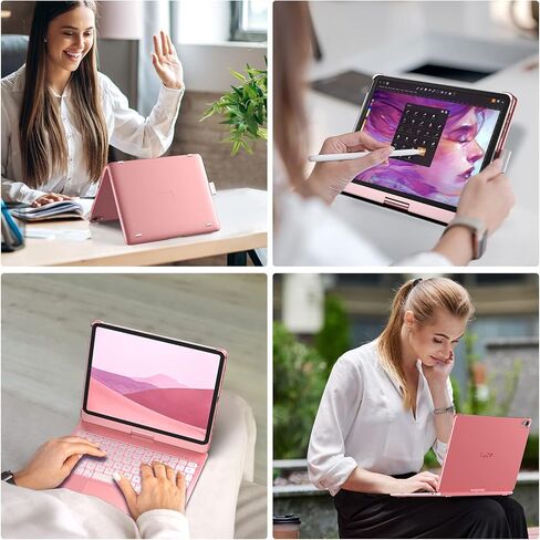 حافظة لوحة مفاتيح تعمل باللمس لجهاز iPad Air الجيل الخامس 2022 (10.9 بوصة)، لوحة لمس، قابلة للدوران 360 درجة، إضاءة خلفية 10 ألوان، غطاء لوحة مفاتيح لاسلكي مع حامل قلم لجهاز iPad Air 4th Gen - أخضر منتصف الليل in Kuwait