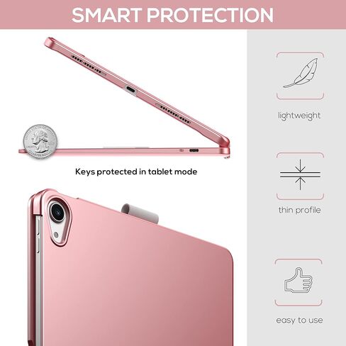 حافظة لوحة مفاتيح تعمل باللمس لجهاز iPad Air الجيل الخامس 2022 (10.9 بوصة)، لوحة لمس، قابلة للدوران 360 درجة، إضاءة خلفية 10 ألوان، غطاء لوحة مفاتيح لاسلكي مع حامل قلم لجهاز iPad Air 4th Gen - أخضر منتصف الليل in Kuwait