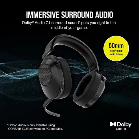 Corsair HS65 Wireless Multiplatform Gaming Headset with Bluetooth - Dolby Audio 7.1 - Omni-Directional Microphone - iCUE Compatible - PC, Mac, PS5, PS4, Mobile - White in Kuwait