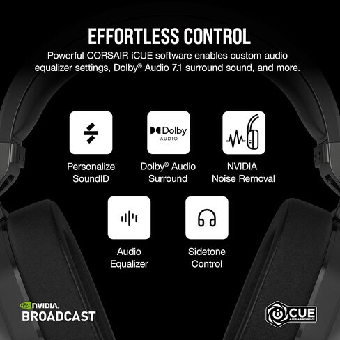 Corsair HS65 Wireless Multiplatform Gaming Headset with Bluetooth - Dolby Audio 7.1 - Omni-Directional Microphone - iCUE Compatible - PC, Mac, PS5, PS4, Mobile - White in Kuwait