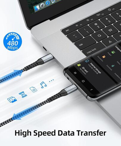 كابل SUNGUY USB C إلى USB C بطول 1 قدم، [عبوة من قطعتين] كابل شاحن 60 وات PD USB 2.0 من النوع C لهواتف iPhone 15/15 Plus/15 Pro/15 Pro Max وGalaxy S23/S22 Ultra/Z Fold/Z Flip وiPad Pro /إير، ماك بوك إير/برو، بلاي ستيشن 5 in Kuwait