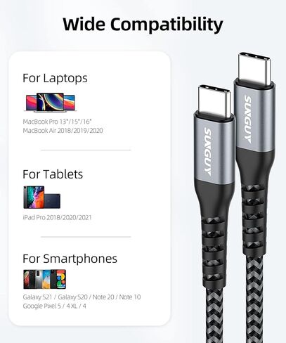 كابل SUNGUY USB C إلى USB C بطول 1 قدم، [عبوة من قطعتين] كابل شاحن 60 وات PD USB 2.0 من النوع C لهواتف iPhone 15/15 Plus/15 Pro/15 Pro Max وGalaxy S23/S22 Ultra/Z Fold/Z Flip وiPad Pro /إير، ماك بوك إير/برو، بلاي ستيشن 5 in Kuwait