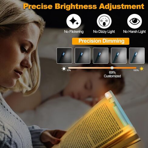 Book Reading Light,2 Pack Silent Touch Books Lamp for Reading in Bed,Rechargeable Clip on Booklight with 3 Amber Color & 7 LEDs Precise Dimming for Night Reading for Book Lovers,Kid,White+Blue | 3 Amber Colors,Stepless Dimming,Eye-Caring Mode,Up to 100H R in Kuwait