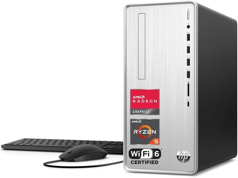 HP Pavilion Tower Desktop, AMD Ryzen 5 5600G, 32GB DDR4 RAM, 1TB PCIe SSD, SD Card Reader, VGA, HDMI, Wi-Fi 6, Wired KB & Mouse, Windows 11 Home in Kuwait