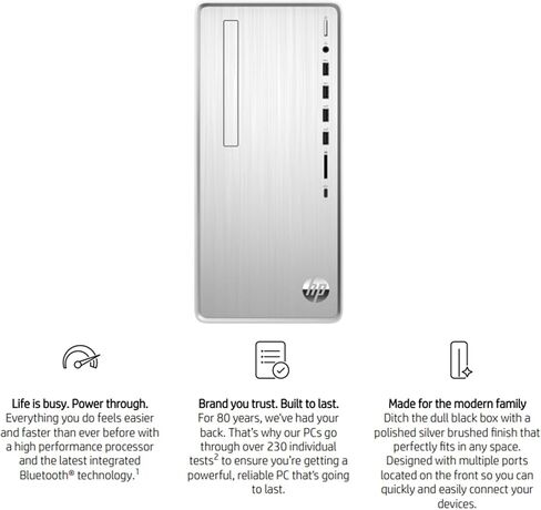 HP Pavilion Tower Desktop, AMD Ryzen 5 5600G, 32GB DDR4 RAM, 1TB PCIe SSD, SD Card Reader, VGA, HDMI, Wi-Fi 6, Wired KB & Mouse, Windows 11 Home in Kuwait