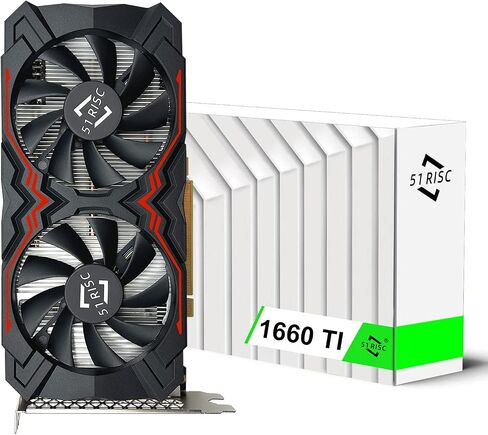 بطاقة رسومات 51RISC GeForce GTX 1660 Ti، بطاقة فيديو 6 جيجابايت GDDR6 192 بت للألعاب GPU PCIe 3.0 x16 DP HDMI DVI 1080P 2K بطاقة ألعاب الكمبيوتر 1660ti 4K 8K Display (GTX 1660 Ti - أحمر) in Kuwait
