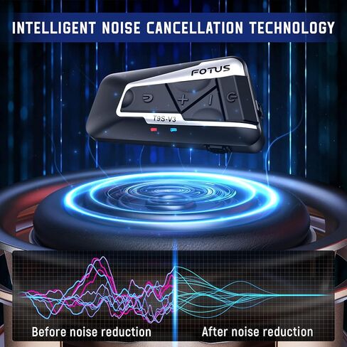 MECHAZER Motorcycle Bluetooth Headset with Noise Cancellation, 1400m Bluetooth 5.0 3 Riders Motorcycle Intercom Helmet, Universal Wireless Headphones Interphone 1Set in Kuwait