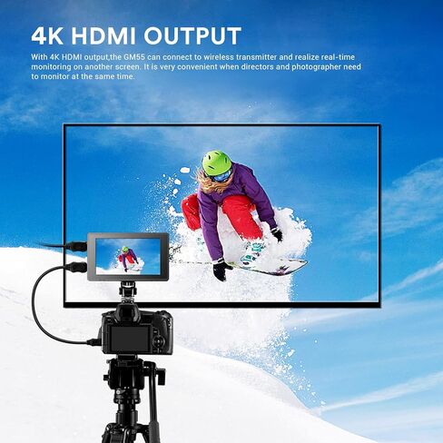 شاشة Godox GM55 5.5 بوصة IPS تعمل باللمس على الكاميرا 1920 x 1080 IPS تدعم شاشة 4K HDMI مخرج متوافق مع 3D LUT Rec.709 متوافق مع F550/F750/F970 in Kuwait
