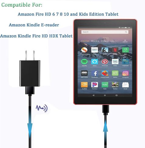 HD10 USB Charger Compatible with New Kindle Fire HD10-11th 9th Generation-2019 2021 Release,Fire HD10 Plus,Fire 10 Kids Pro,with 5Ft USB C Cord in Saudi Arabia