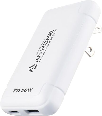 AnHome 20W USB C Dual Port PD Ultra Slim Block شاحن سريع (Cargador rápido)، شحن سريع من النوع C متوافق مع iPhone 11/12/13/14/15 Pro Max، Pixel، Galaxy S23/S22/S21/S20، iPad والمزيد in Kuwait