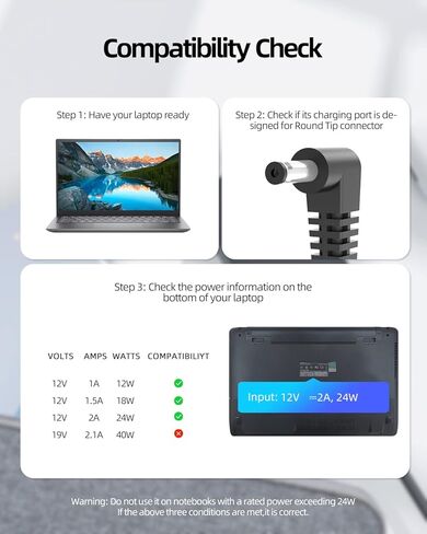 24W AC/DC Charger for Chuwi-Herobook pro ，13" 14" GemiBook Pro ，13.3" Lakebook CW1509，UBook Pro X CWI535，AeroBook Pro Laptop Tablet Power Cord Adapter Supply in Saudi Arabia