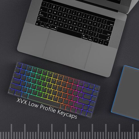 XVX Low Profile Keycaps, Shine Through Keycaps, Custom Keyboard Keycaps, Keycaps 75 Percent Full Size Keycaps for 60% 65% 75% 80% 100% Cherry Gateron MX Switches Mechanical Keyboard, Black Backlight in Kuwait