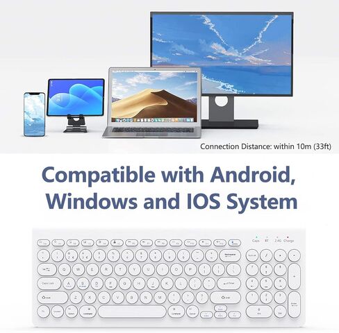 لوحة مفاتيح بلوتوث لاسلكية، وضع مزدوج (بلوتوث + لاسلكي)، لوحة مفاتيح كاملة الحجم قابلة لإعادة الشحن مع لوحة أرقام، لوحة مفاتيح لنظام التشغيل Windows/iOS/Android، iPad/iPhone/الكمبيوتر اللوحي/Mac/الكمبيوتر/الكمبيوتر المحمول (أسود) in Kuwait