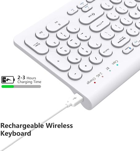 لوحة مفاتيح بلوتوث لاسلكية، وضع مزدوج (بلوتوث + لاسلكي)، لوحة مفاتيح كاملة الحجم قابلة لإعادة الشحن مع لوحة أرقام، لوحة مفاتيح لنظام التشغيل Windows/iOS/Android، iPad/iPhone/الكمبيوتر اللوحي/Mac/الكمبيوتر/الكمبيوتر المحمول (أسود) in Kuwait