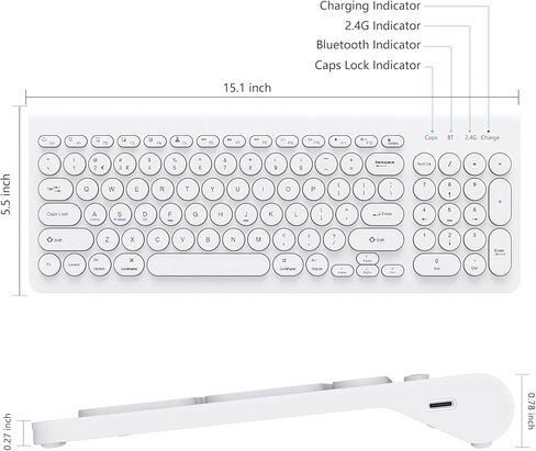 لوحة مفاتيح بلوتوث لاسلكية، وضع مزدوج (بلوتوث + لاسلكي)، لوحة مفاتيح كاملة الحجم قابلة لإعادة الشحن مع لوحة أرقام، لوحة مفاتيح لنظام التشغيل Windows/iOS/Android، iPad/iPhone/الكمبيوتر اللوحي/Mac/الكمبيوتر/الكمبيوتر المحمول (أسود) in Kuwait