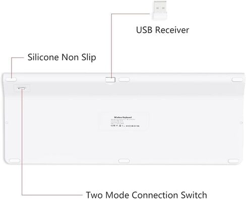 لوحة مفاتيح بلوتوث لاسلكية، وضع مزدوج (بلوتوث + لاسلكي)، لوحة مفاتيح كاملة الحجم قابلة لإعادة الشحن مع لوحة أرقام، لوحة مفاتيح لنظام التشغيل Windows/iOS/Android، iPad/iPhone/الكمبيوتر اللوحي/Mac/الكمبيوتر/الكمبيوتر المحمول (أسود) in Kuwait