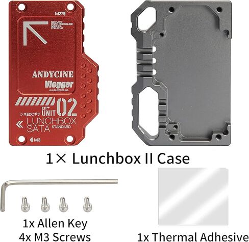 ANDYCINE Lunchbox Red Magnalium Case for DIY SSD Compatible for Sumsung 860/870 1TB/2TB Compatible with Atomos Ninja V,V+, Ninja Flame, Ninja Inferno, and Shogun Inferno in Kuwait