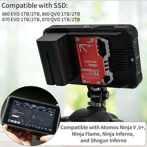 ANDYCINE Lunchbox Red Magnalium Case for DIY SSD Compatible for Sumsung 860/870 1TB/2TB Compatible with Atomos Ninja V,V+, Ninja Flame, Ninja Inferno, and Shogun Inferno in Kuwait