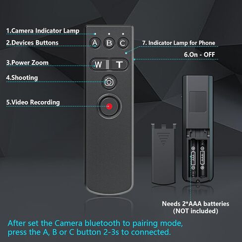 AODELAN Wireless Camera Remote Control for Canon Sony Nikon Camera and Smartphone,Camera Zoom Remote Controller, Camera Shutter Release, AF Focus, Video Recording Remote Control in Saudi Arabia