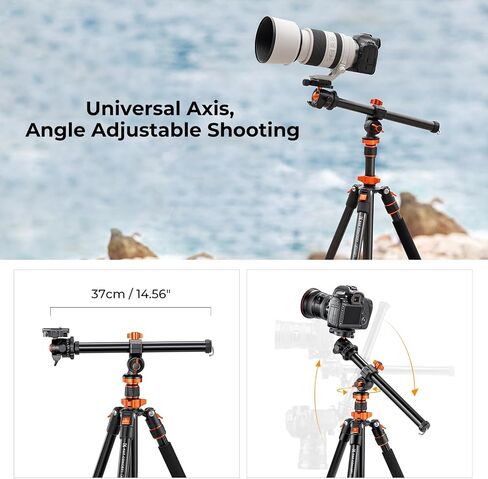 K&F CONCEPT 78 inch DSLR Camera Tripod | Magnesium Alloy, Multi-Angle Center Column, Max Load 22lbs/10kg, O234A7+BH-28L + Arm Kits in Saudi Arabia
