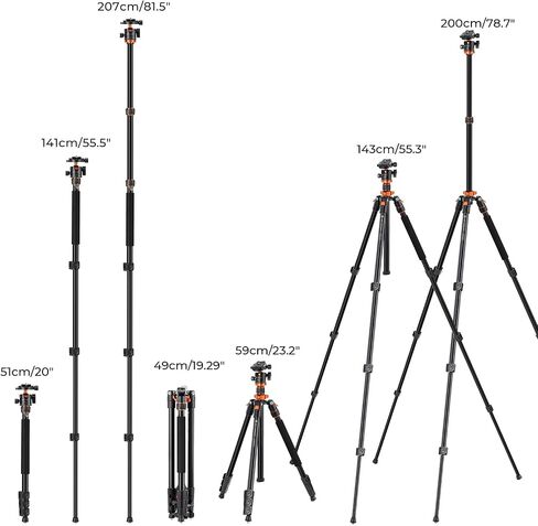 K&F Concept Camera Tripod, 70" for Camera Cellphone Photograghy Video Recording, with Outdoor Travel Bag, Cellphone Holder and Quick Release Plate, Holds up to 3kg/6.6lb Load in Saudi Arabia