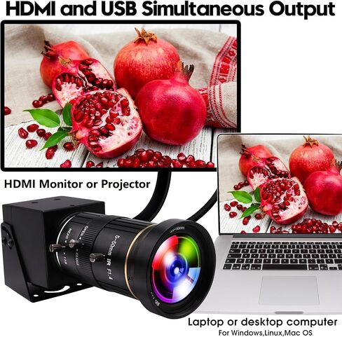 ELP 4K USB HDMI USB Camera Manual Zoom Webcam Variable Focus PC Camera Mini Close-up Camera for Computer H.264 Telescope USB Security Camera 8mp IMX415 Industrial CCTV Camera (5-50mm 10X Zoom Lens) in Kuwait