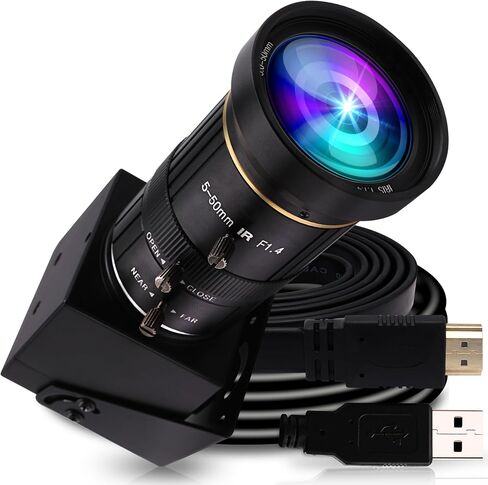 ELP 4K USB HDMI USB Camera Manual Zoom Webcam Variable Focus PC Camera Mini Close-up Camera for Computer H.264 Telescope USB Security Camera 8mp IMX415 Industrial CCTV Camera (5-50mm 10X Zoom Lens) in Kuwait