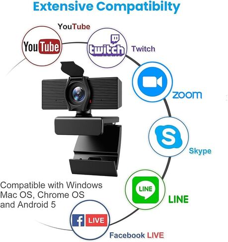 كاميرا ويب كام مع ميكروفون ويب غطاء الخصوصية HD 1080p لمؤتمرات الألعاب الاجتماع الكمبيوتر المحمول سطح المكتب زوم USB كاميرا كمبيوتر لـ Mac PC مجانية التوصيل والتشغيل in Kuwait