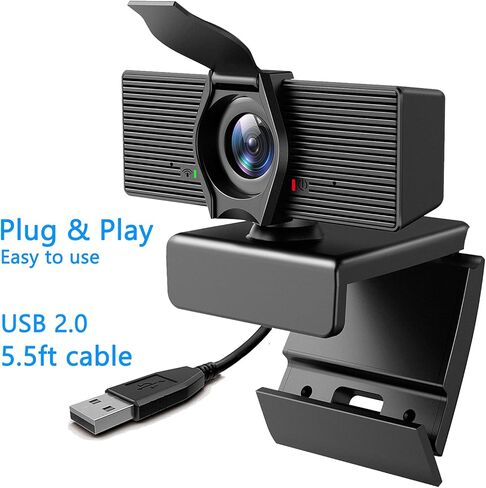 كاميرا ويب كام مع ميكروفون ويب غطاء الخصوصية HD 1080p لمؤتمرات الألعاب الاجتماع الكمبيوتر المحمول سطح المكتب زوم USB كاميرا كمبيوتر لـ Mac PC مجانية التوصيل والتشغيل in Kuwait