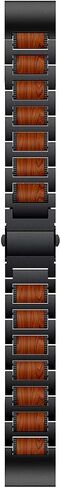 LDFAS Fenix 6 Pro/5 Plus Band, Natural Wood Red Sandalwood Black Stainless Steel Metal Watch Band, 22mm Quick Release Easy Fit Strap Compatible for Garmin Fenix 5 6 Pro/Forerunner 935/945 Smartwatch in Saudi Arabia