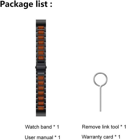 LDFAS Fenix 6 Pro/5 Plus Band, Natural Wood Red Sandalwood Black Stainless Steel Metal Watch Band, 22mm Quick Release Easy Fit Strap Compatible for Garmin Fenix 5 6 Pro/Forerunner 935/945 Smartwatch in Saudi Arabia