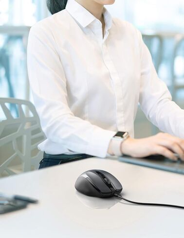 TECKNET ماوس سلكي USB، ماوس سلكي بـ 6 أزرار مع 2 نقطة في البوصة قابلة للتعديل، ماوس كمبيوتر بصري بتصميم مريح وسلك بطول 5 أقدام للكمبيوتر المحمول، Chromebook، الكمبيوتر الشخصي، سطح المكتب، Mac، الكمبيوتر المحمول - أحمر in Kuwait