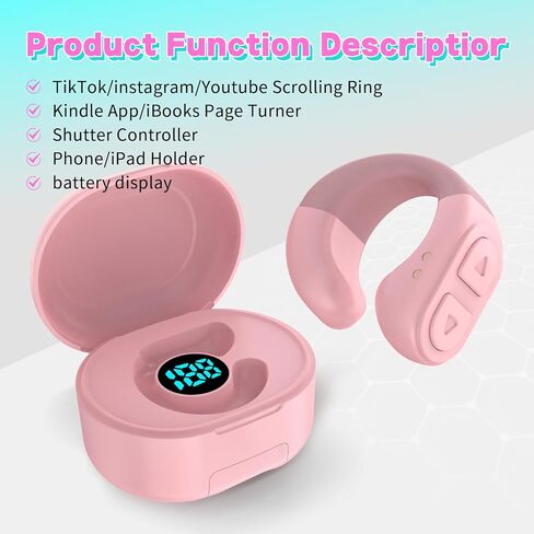 SSOBZELR Tiktok Scroll Ring مع بلوتوث، جهاز Kindle App Remote Page Turner Clicker، مع حامل الهاتف المحمول، زر مصراع الكاميرا اللاسلكية - متوافق مع iPhone، Ipad، Android (Lake Green) in Kuwait