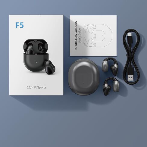 سماعات أذن بلوتوث، سماعات أذن رياضية مفتوحة بمشبك على سماعات الأذن، سماعة أذن بلوتوث 5.3 لمكالمات الضوضاء، سماعة بلوتوث لاسلكية لتوصيل الهواء لركوب الدراجات، والجري، والمشي، والقيادة in Kuwait