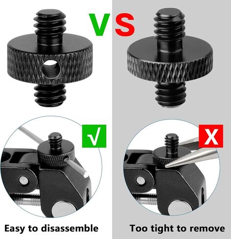 Upgraded 1/4" Male to 1/4" Male Threaded Tripod Screw Adapter Standard Mounting Thread Converter w/Hole for Camera Cage Mount Light Stand Monopo Shoulder Rig Tripod-6 Packs(Hex Wrench Included) in Saudi Arabia