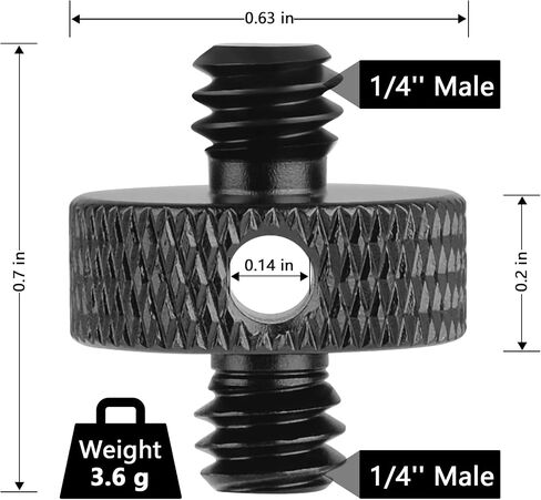 Upgraded 1/4" Male to 1/4" Male Threaded Tripod Screw Adapter Standard Mounting Thread Converter w/Hole for Camera Cage Mount Light Stand Monopo Shoulder Rig Tripod-6 Packs(Hex Wrench Included) in Saudi Arabia