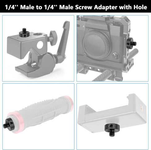 Upgraded 1/4" Male to 1/4" Male Threaded Tripod Screw Adapter Standard Mounting Thread Converter w/Hole for Camera Cage Mount Light Stand Monopo Shoulder Rig Tripod-6 Packs(Hex Wrench Included) in Saudi Arabia