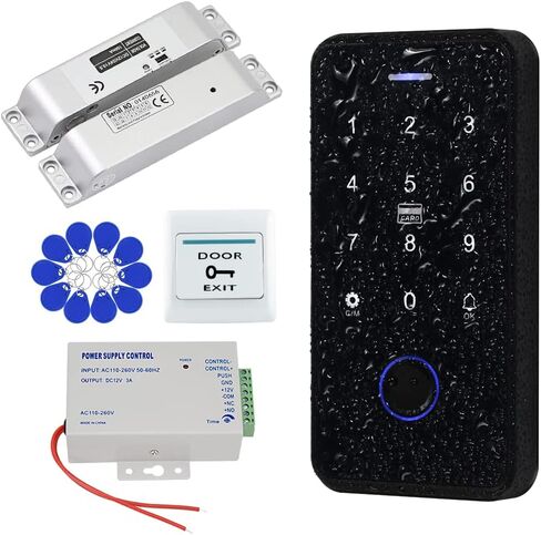 QTTYELOK Bluetooth Tuya Door Access Control System Kit IP68 Waterproof NFC RFID Fingerprint Keyboard + NC Fail Safe Electric Strike Locks + DC12V Power Supply + 10pcs 13.56Mz Keyfobs in Saudi Arabia