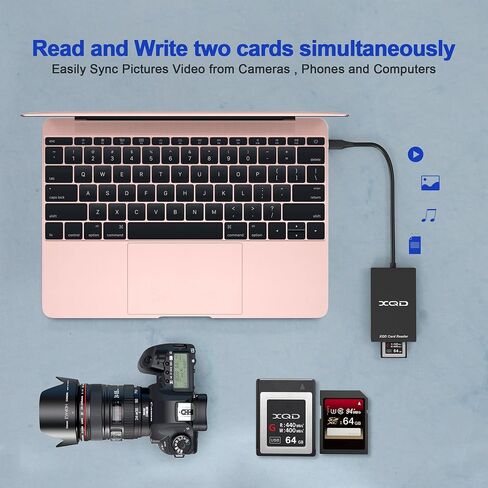 XQD Card Reader USB C XQD/SD Reader Dual Slot Memory Card Reader 5Gpbs Super Speed Support Sony G/M Series, Lexar 2933x/1400x USB Mark XQD Card,SD Card for Windows/Mac OS,Type-C XQD Card Reader in Kuwait