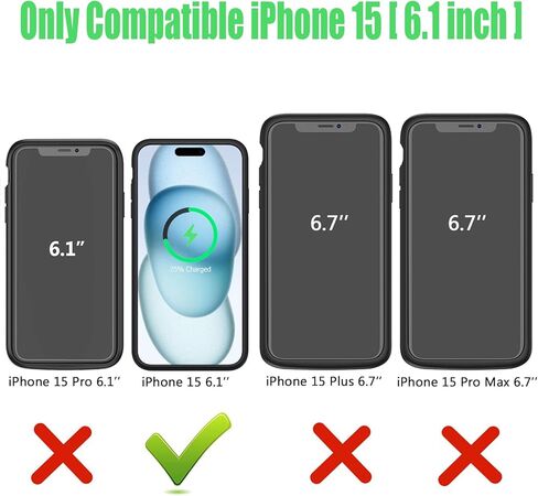 حافظة شحن لاسلكية لهاتف iPhone 15، حافظة بطارية واقية محمولة قابلة لإعادة الشحن بسعة 10000 مللي أمبير في الساعة، شحن لاسلكي متوافقة مع iPhone 15 (6.1 بوصة) حافظة شاحن بطارية ممتدة (أسود) in Kuwait