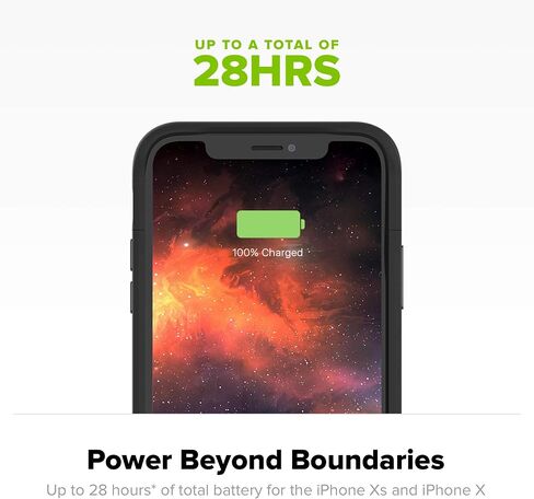 mophie Juice Pack Air - شحن لاسلكي - حافظة بطارية واقية لهاتف Apple iPhone Xs/X - أسود in Kuwait