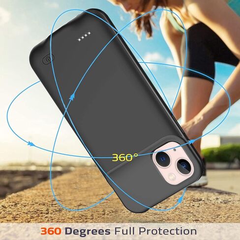Battery Case for iPhone 13, Upgraded 7000mAh Ultra-Slim Rechargeable Portable Protective Charging Case Extended Battery Pack Compatible with iPhone 13 (6.1 inch) Charger Case Support Carplay (Black) in Kuwait