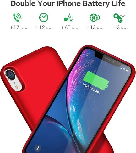 Battery Case for iPhone XR, 6800mAh Portable Charging Case for iPhone XR Rechargeable Backup External Battery Pack Extended Battery Protective Charger Case(6.1inch)-Black in Saudi Arabia