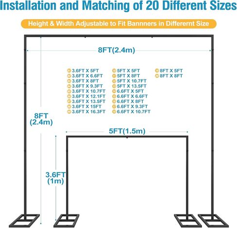 Fomcet 6.6FT x 10FT Backdrop Stand Heavy Duty with Base Gold Pipe and Drape Square Backdrop Stand Adjustable Portable Metal Arch Frame for Wedding Baby Shower Birthday Parties Banquet Decorations in Saudi Arabia