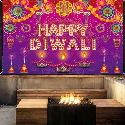 سعيد ديوالي خلفية راية مهرجان الأضواء الهندي مهرجان راية خلفية زينة ديبافالي ديوالي الاحتفال زخارف الحفلات in Kuwait