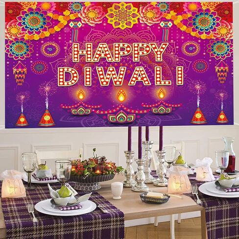 سعيد ديوالي خلفية راية مهرجان الأضواء الهندي مهرجان راية خلفية زينة ديبافالي ديوالي الاحتفال زخارف الحفلات in Kuwait