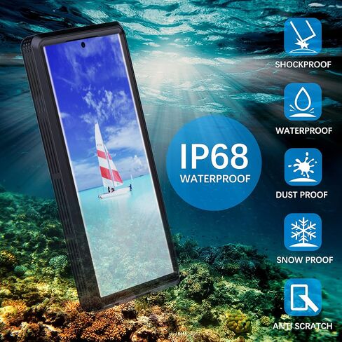 حافظة MRUOZRUI لهاتف Samsung Galaxy S23 Ultra، IP68 مقاومة للماء والصدمات والغبار والثلج، حافظة متينة واقية لكامل الجسم مع واقي شاشة مدمج لهاتف Galaxy S23 Ultra 5G 6.8 بوصة 2023 أسود in Kuwait