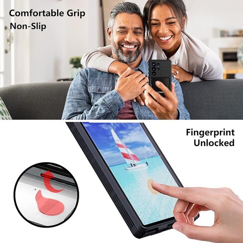 حافظة MRUOZRUI لهاتف Samsung Galaxy S23 Ultra، IP68 مقاومة للماء والصدمات والغبار والثلج، حافظة متينة واقية لكامل الجسم مع واقي شاشة مدمج لهاتف Galaxy S23 Ultra 5G 6.8 بوصة 2023 أسود in Kuwait