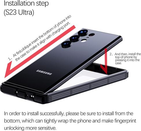 حافظة MRUOZRUI لهاتف Samsung Galaxy S23 Ultra، IP68 مقاومة للماء والصدمات والغبار والثلج، حافظة متينة واقية لكامل الجسم مع واقي شاشة مدمج لهاتف Galaxy S23 Ultra 5G 6.8 بوصة 2023 أسود in Kuwait