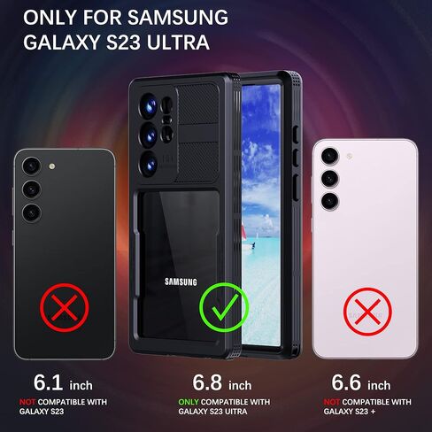 حافظة MRUOZRUI لهاتف Samsung Galaxy S23 Ultra، IP68 مقاومة للماء والصدمات والغبار والثلج، حافظة متينة واقية لكامل الجسم مع واقي شاشة مدمج لهاتف Galaxy S23 Ultra 5G 6.8 بوصة 2023 أسود in Kuwait